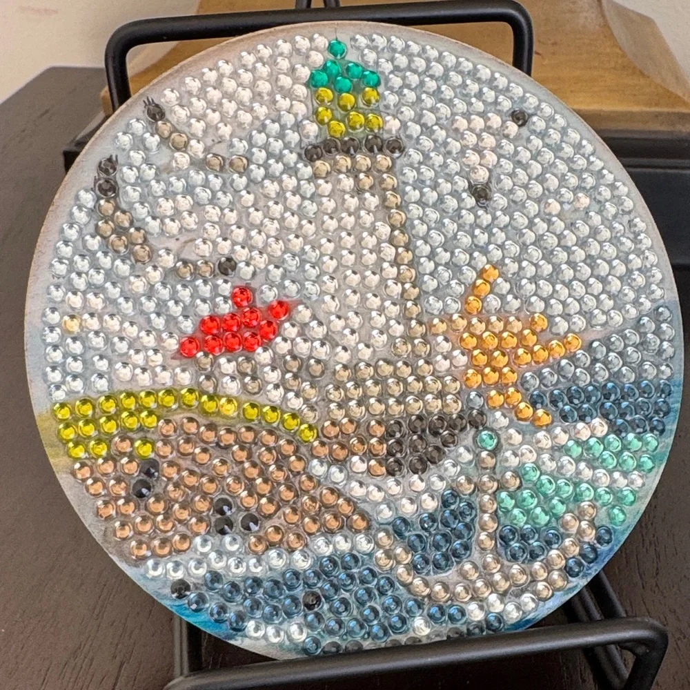 🌊 Handcrafted Lighthouse Ocean Diamond Art Coasters – Set of 4 Gift Ready - Picture 2 of 6